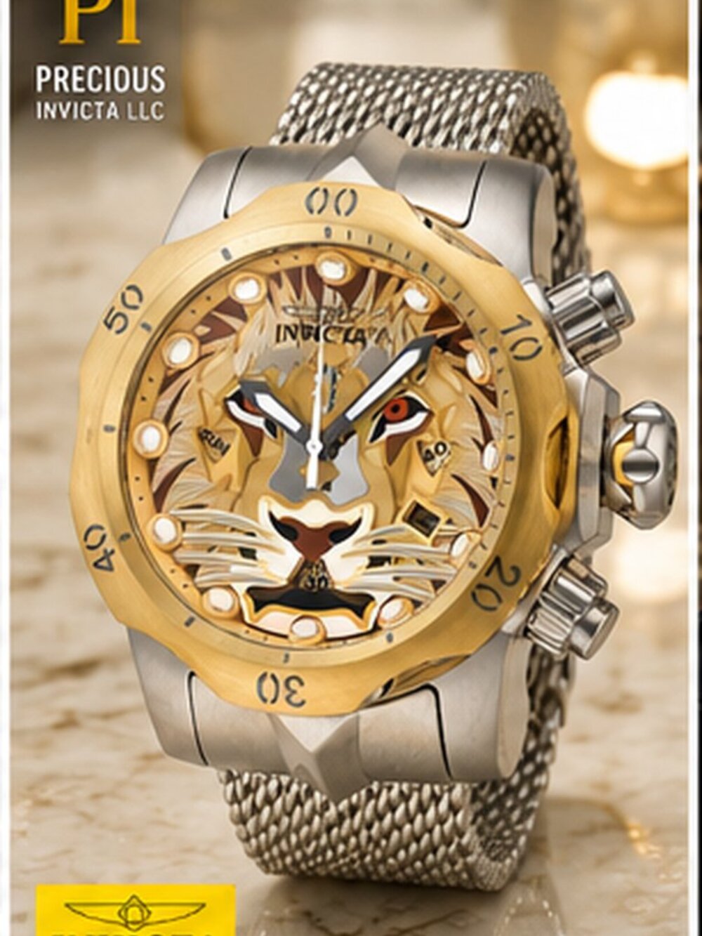 Invicta Men's 53.7mm LION Venom Quartz Swiss Ronda Z60 Mesh Bracelet 100m Watch